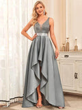 Ever Pretty Backless V-Neck Asymmetric Skirt Sleeveless Sparkly Prom Dress - Rosa Apparel