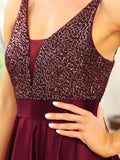 Ever Pretty Backless V-Neck Asymmetric Skirt Sleeveless Sparkly Prom Dress - Rosa Apparel