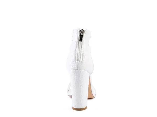 FELICITY Zip Up Croc Textured Open Toe Sandals - Rosa Apparel