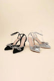 FREYA-5 Double Rhinestone Bow Ankle Strap 4 Heel - Rosa Apparel