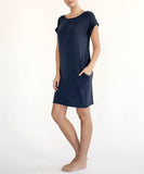 Fabina Bamboo Crop Round Neck Cap Sleeves Mini Dress With Pockets - Rosa Apparel