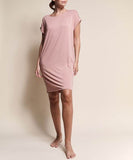 Fabina Bamboo Crop Round Neck Cap Sleeves Mini Dress With Pockets - Rosa Apparel