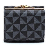 Fashion World PM Monogram Kiss Lock Tri-fold Faux Vegan Leather Wallet - Rosa Apparel