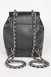Faux Leather Chain Accent Fashion Backpack - Rosa Apparel