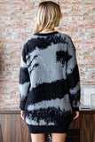 First Love Full Size Abstract Pattern Contrast Feather Yarn Sweater - Rosa Apparel