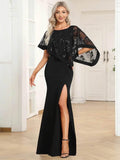 Ever Pretty Floor Length Side Split Round Neck Cover Sleeves Dress - Rosa Apparel