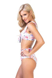 Floral Print and Striped Pattern Bikini Swimwear - Rosa Apparel