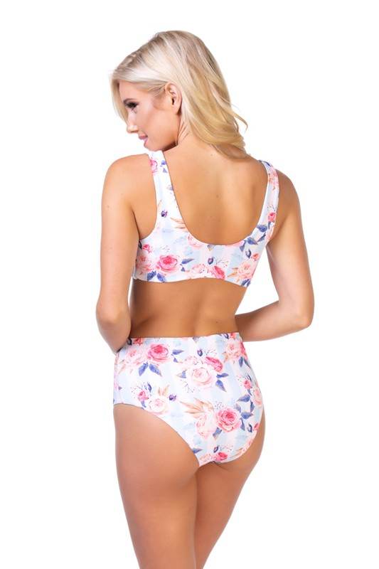 Floral Print and Striped Pattern Bikini Swimwear - Rosa Apparel