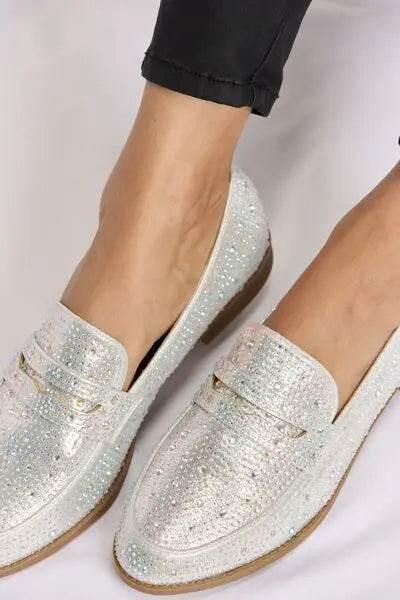 Forever Link Rhinestone Point Toe Women Loafers - Rosa Apparel