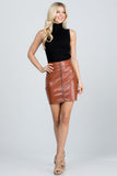 Functional open zipper faux leather mini skirt