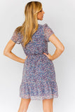 Gilli Puff Short Sleeve Faux Wrap V-Neck Ruffle Loose Mini Dress - Rosa Apparel
