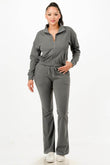 Grey Soft Zip-Up Tracksuit Set – Women’s Two-Piece Loungewear - Rosa Apparel