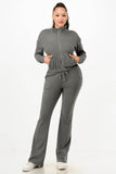 Grey Soft Zip-Up Tracksuit Set – Women’s Two-Piece Loungewear - Rosa Apparel