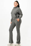 Grey Soft Zip-Up Tracksuit Set – Women’s Two-Piece Loungewear - Rosa Apparel
