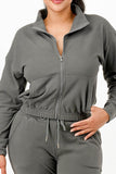 Grey Soft Zip-Up Tracksuit Set – Women’s Two-Piece Loungewear - Rosa Apparel