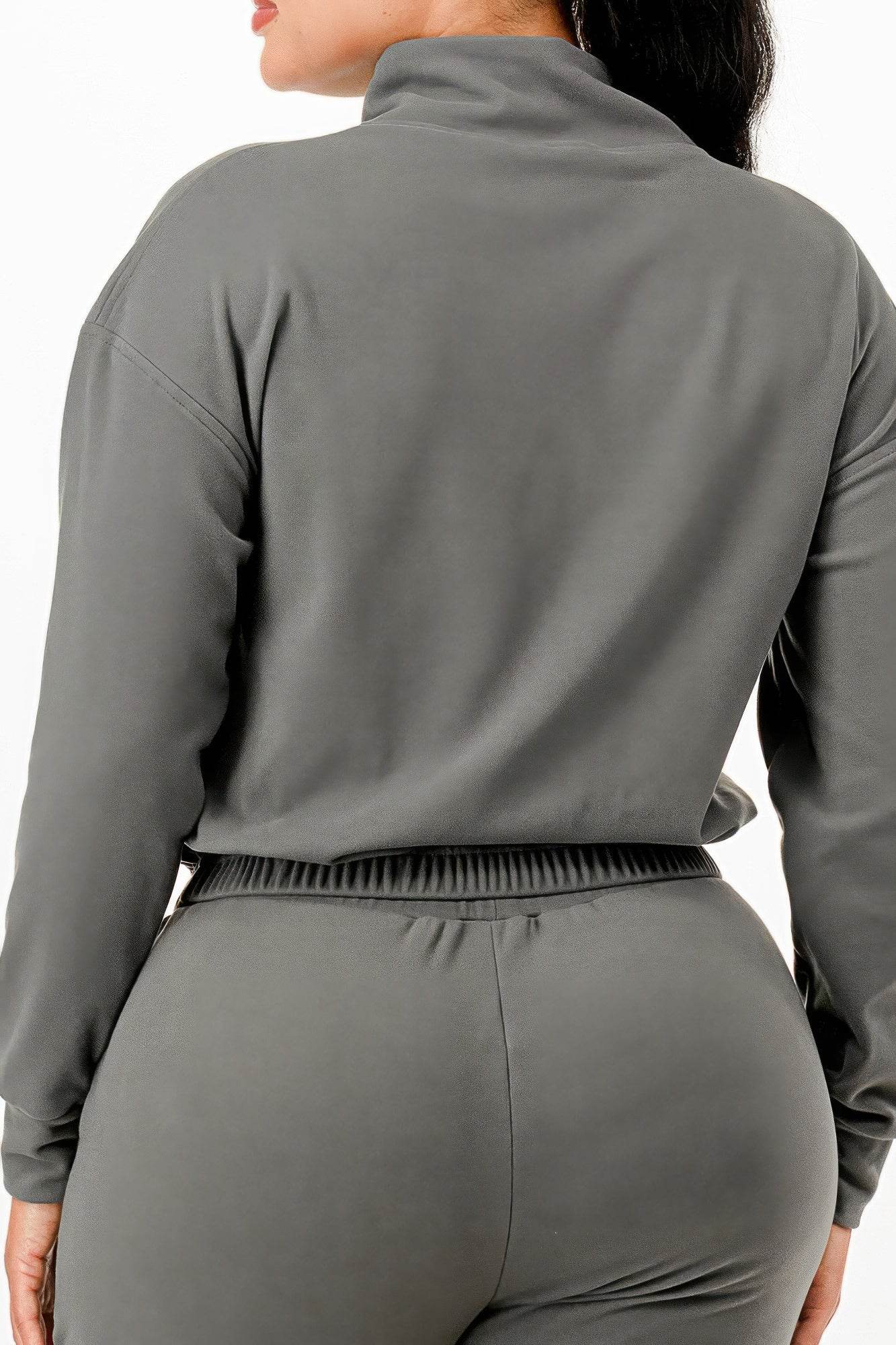 Grey Soft Zip-Up Tracksuit Set – Women’s Two-Piece Loungewear - Rosa Apparel