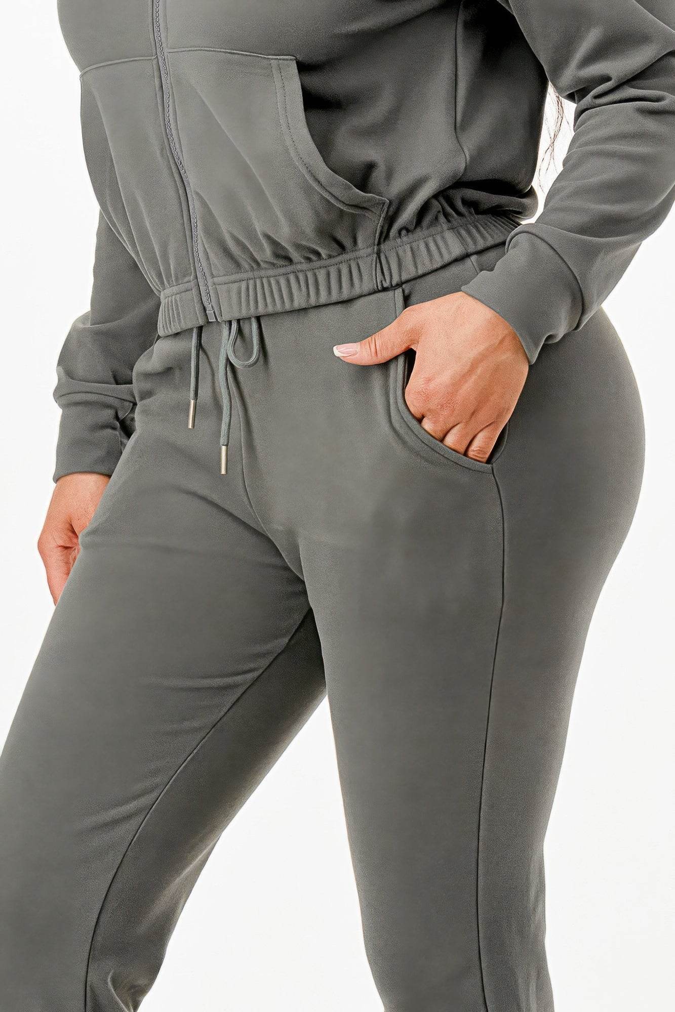 Grey Soft Zip-Up Tracksuit Set – Women’s Two-Piece Loungewear - Rosa Apparel