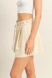 HYFVE High-Waisted Washed Twill Paperbag Shorts - Rosa Apparel