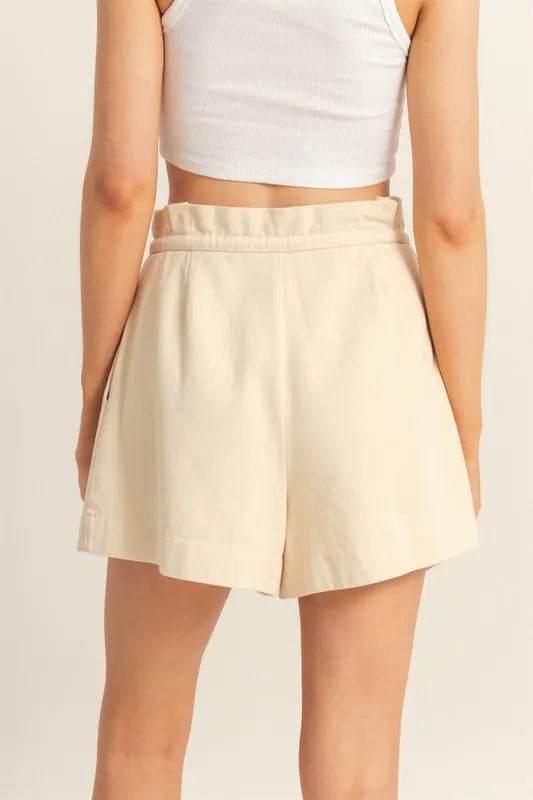HYFVE High-Waisted Washed Twill Paperbag Shorts - Rosa Apparel