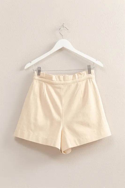 HYFVE High-Waisted Washed Twill Paperbag Shorts - Rosa Apparel