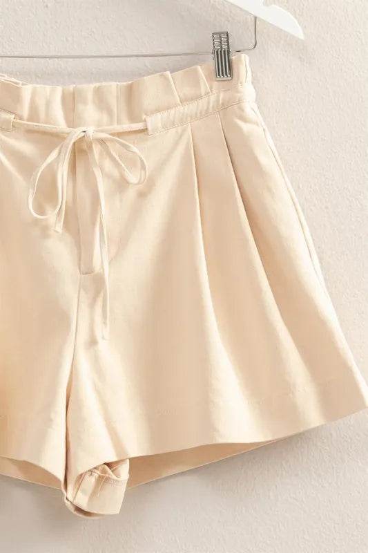 HYFVE High-Waisted Washed Twill Paperbag Shorts - Rosa Apparel
