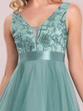 High-Low V Neck Tulle Dresses with Sequin Appliques - Rosa Apparel