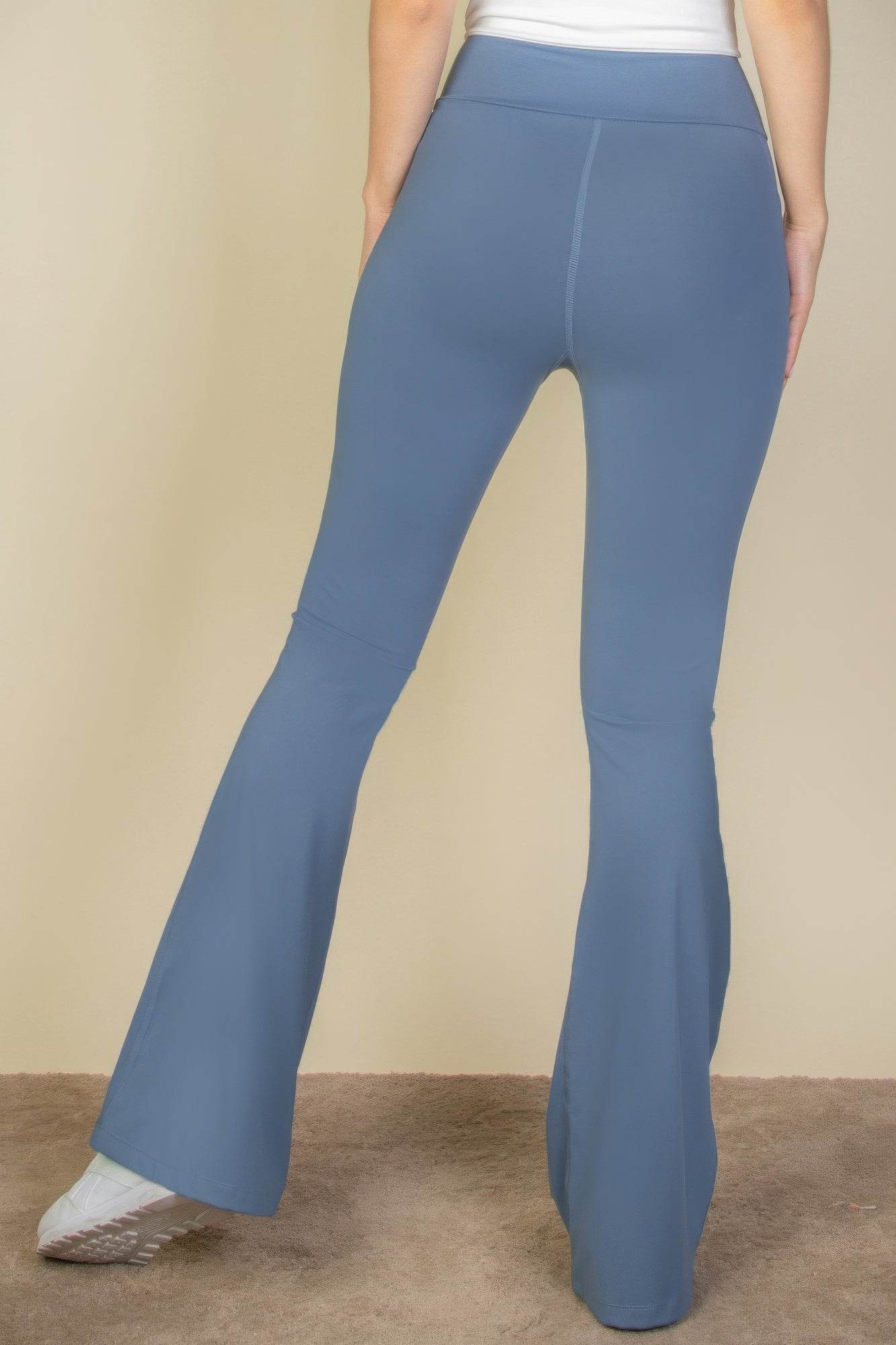 High Waist Side Pocket Flare Leggings - Rosa Apparel