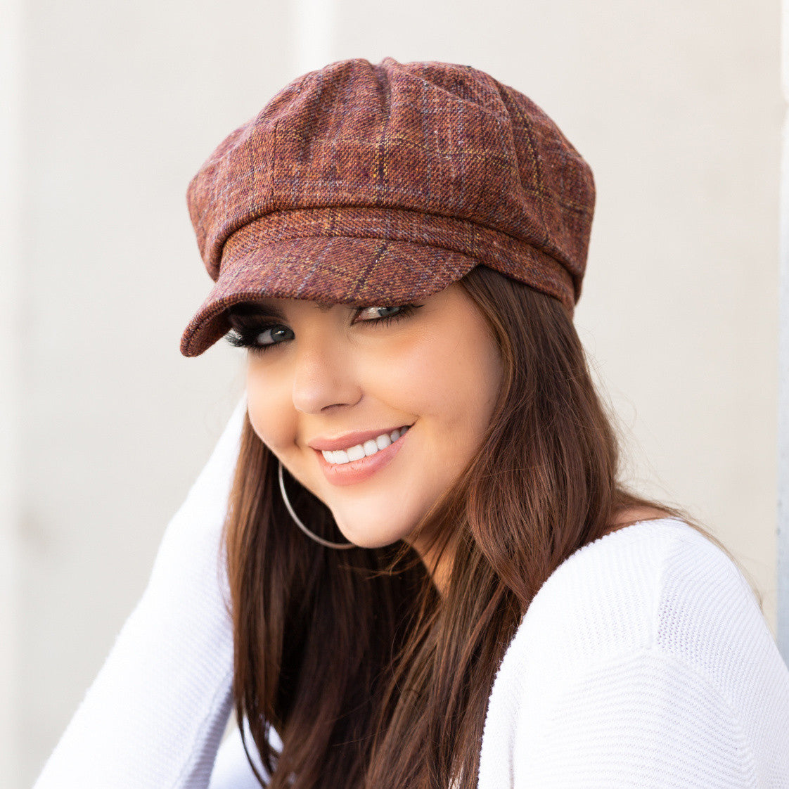Aili’s Corner Tweed Newsboy Cap Classic Plaid Style