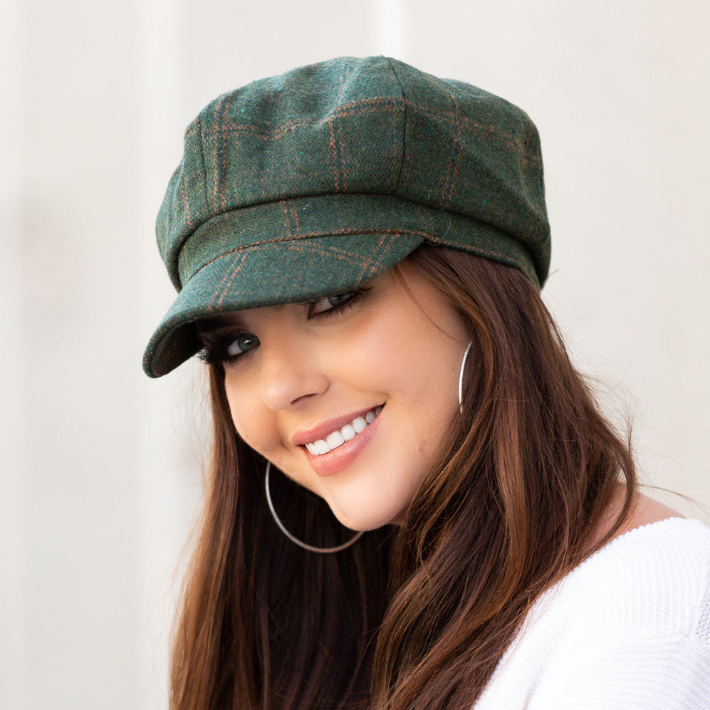 Aili’s Corner Tweed Newsboy Cap Classic Plaid Style