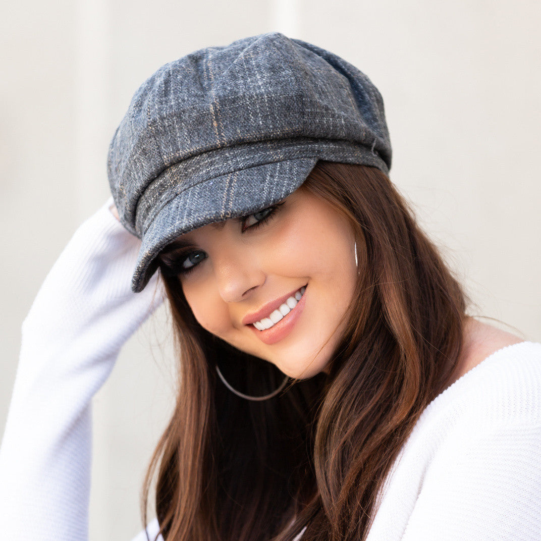 Aili’s Corner Tweed Newsboy Cap Classic Plaid Style