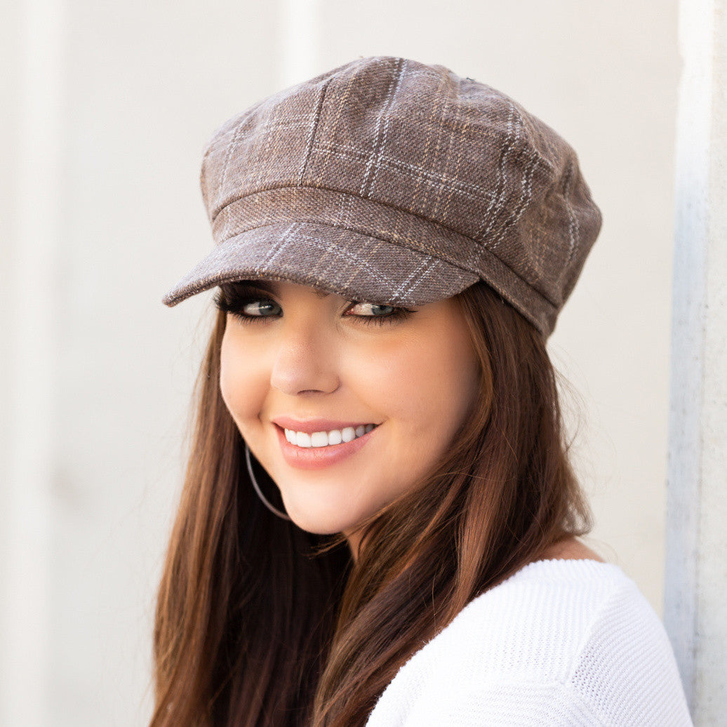 Aili’s Corner Tweed Newsboy Cap Classic Plaid Style