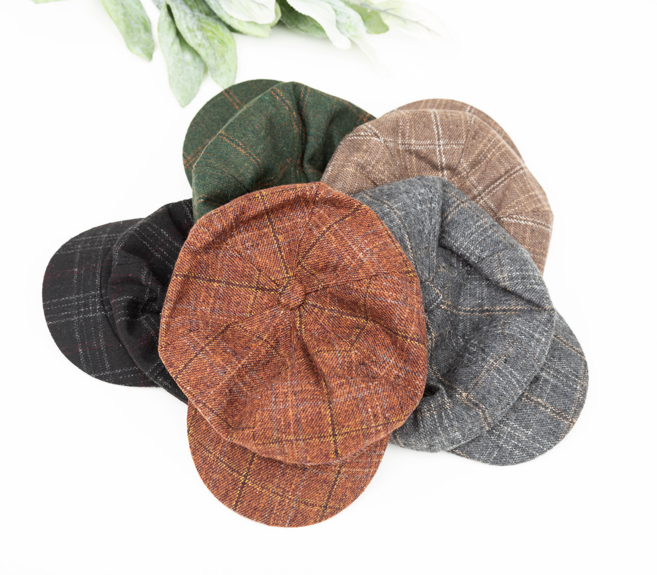 Aili’s Corner Tweed Newsboy Cap Classic Plaid Style