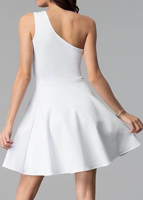 JUNIORS ONE SHOULDER DRESS WITH TEARDROP CUTOUT - Rosa Apparel