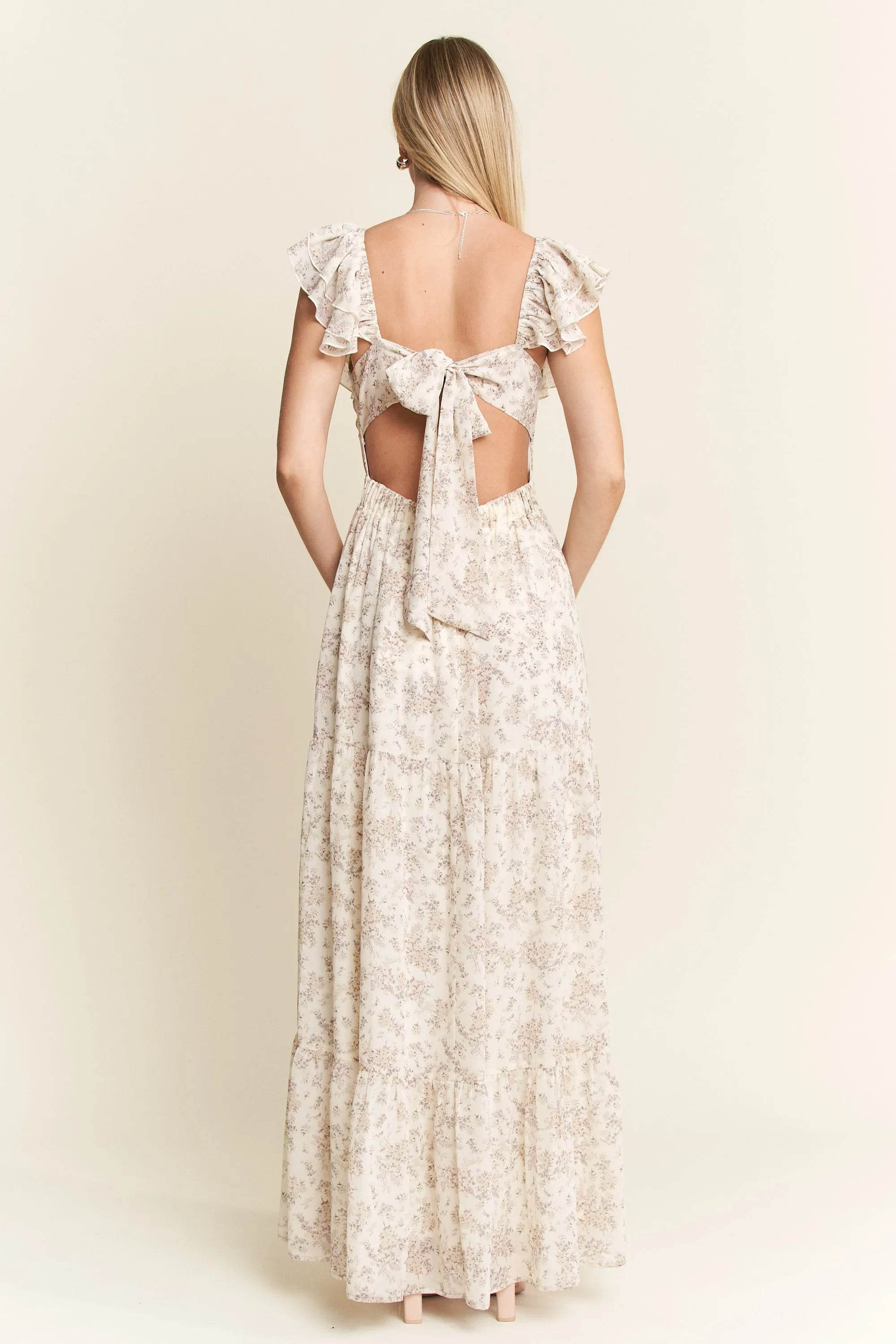 Jade By Jane Full Size Ruffle Sleeve Tiered Plus Size Maxi Dress - Rosa Apparel