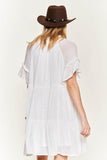 Jade By Jane Ruffled V-Neck Short Sleeves Tiered Mini Dress JBJ1054A - Rosa Apparel