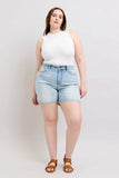 Judy Blue Full Size 2 Button Denim Shorts with Pockets Plus Size - Rosa Apparel