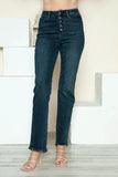 Judy Blue Full Size Button Fly Hem Destroy Straight Jeans 88912 - Rosa Apparel