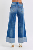 Judy Blue Full Size Distressed High Waist Wide Leg Jeans - Rosa Apparel