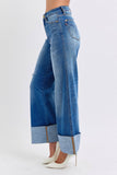 Judy Blue Full Size Distressed High Waist Wide Leg Jeans - Rosa Apparel