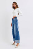 Judy Blue Full Size Distressed High Waist Wide Leg Jeans - Rosa Apparel