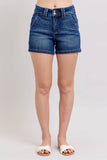 Judy Blue Full Size Double Button Waistband Denim Shorts Plus Size - Rosa Apparel
