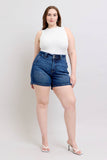 Judy Blue Full Size Double Button Waistband Denim Shorts Plus Size - Rosa Apparel