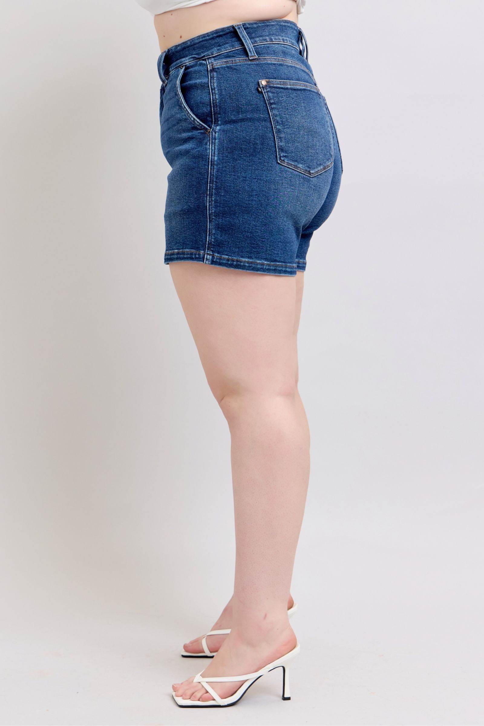 Judy Blue Full Size Double Button Waistband Denim Shorts Plus Size - Rosa Apparel