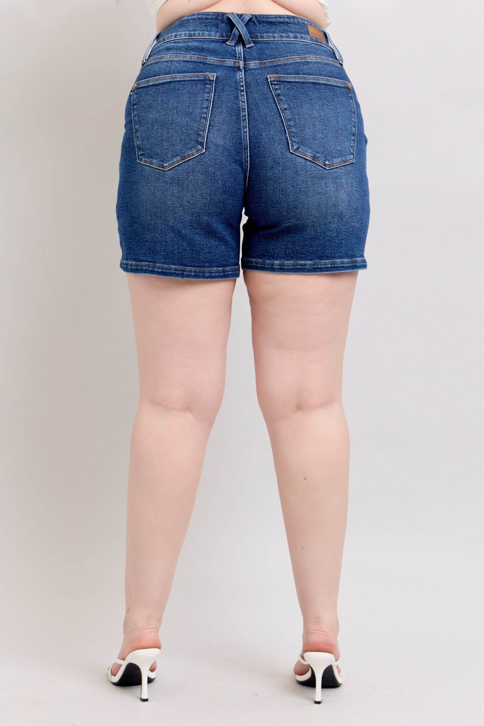 Judy Blue Full Size Double Button Waistband Denim Shorts Plus Size - Rosa Apparel
