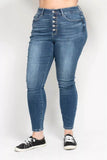 Judy Blue Full Size High Rise Button Fly Skinny Jeans Plus Size - Rosa Apparel