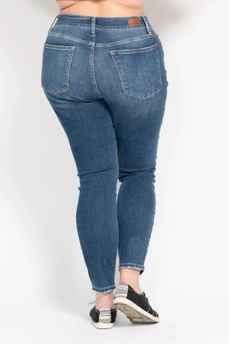 Judy Blue Full Size High Rise Button Fly Skinny Jeans Plus Size - Rosa Apparel