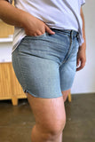 Judy Blue Full Size High Waist Raw Hem Denim Casual Jean Shorts Style #: 15251 - Rosa Apparel
