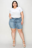 Judy Blue Full Size High Waist Raw Hem Denim Casual Jean Shorts Style #: 15251 - Rosa Apparel