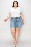 Judy Blue Full Size High Waist Raw Hem Denim Casual Jean Shorts Style #: 15251 - Rosa Apparel