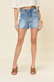 Judy Blue Full Size High Waist Raw Hem Denim Casual Jean Shorts Style #: 15251 - Rosa Apparel